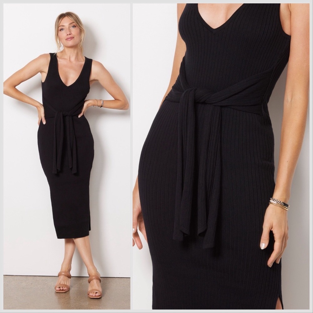 NWT Good American Belted Body Ribbed Midi Dress Sz 6 3XL